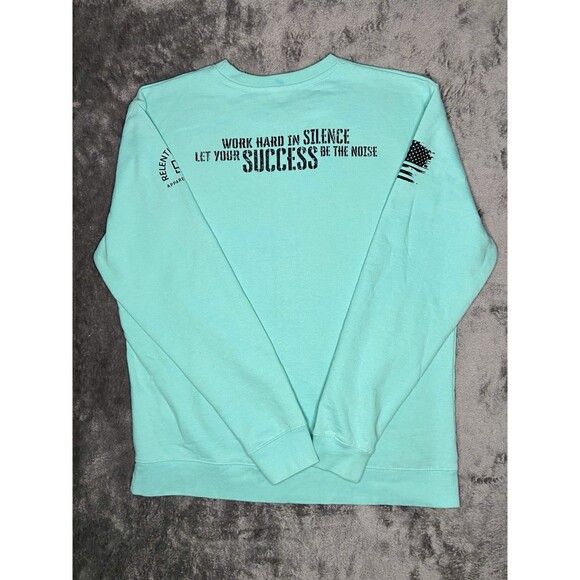 Relentless Rebel Apparel Crewneck Sweatshirt XL Aqua Blue Motivational Graphic - Picture 8 of 9
